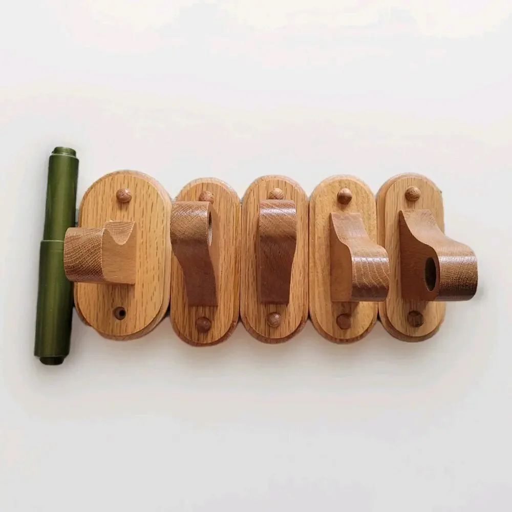 VTG Solid Oak Bathroom Hardware Set Towel Bar TP Holder Cottagecore Farmhouse